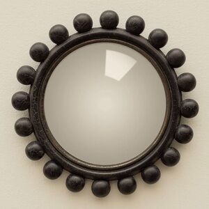 Chyeanne Crackle Black Round Wall Mirror Accent Small Wall Convex